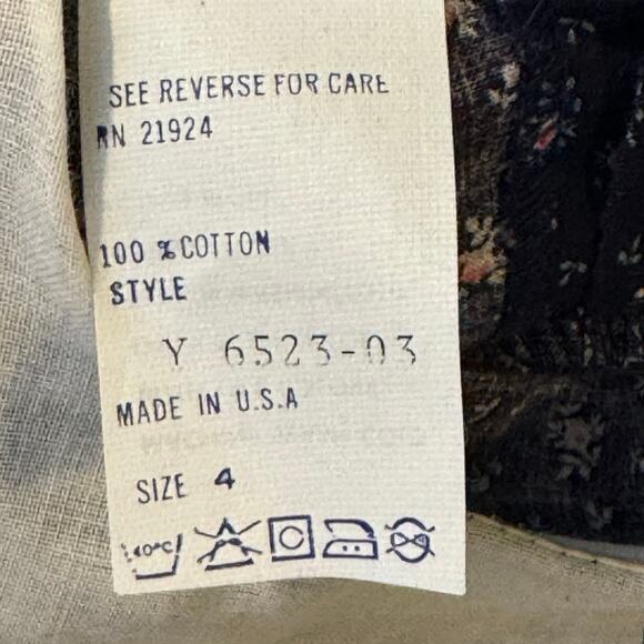 Vintage Polly Flinders Made in USA  Size 4 Smocked Blue Floral Collared Dress - Picture 7 of 8